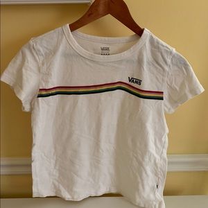 Vans White Rainbow Stripe T-Shirt
